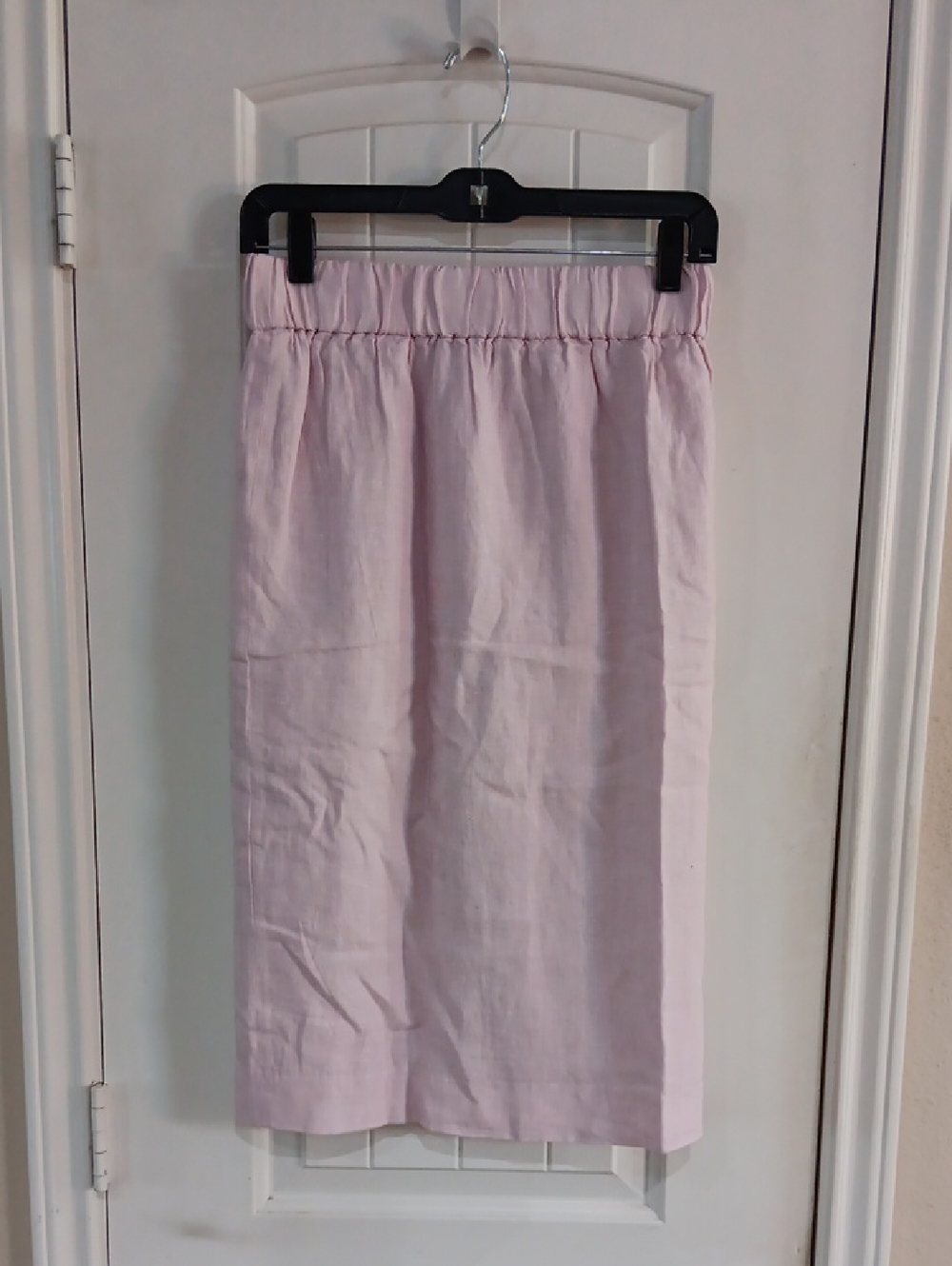 J.Crew 100% Linen Elastic Waist Midi Skirt Pastel Pink 